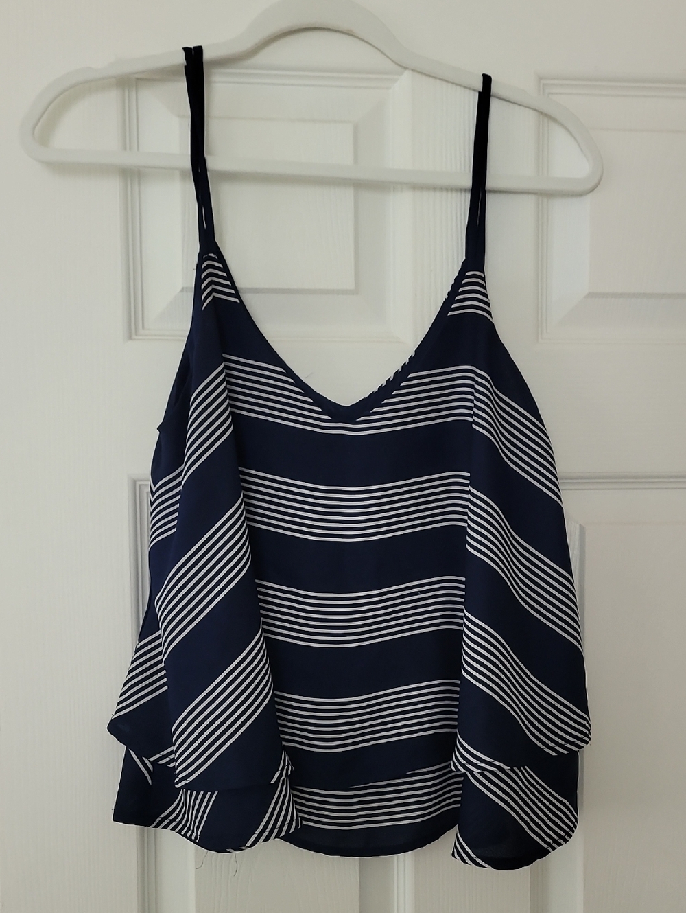 Lucy Paris Navy & White Striped V-Neck Spaghetti Strap Cami